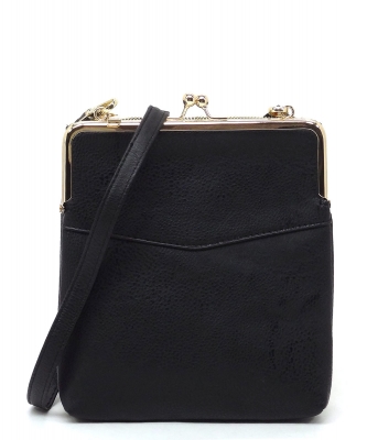 Fashion Kiss Lock Crossbody Bag AD1000 BLACK
